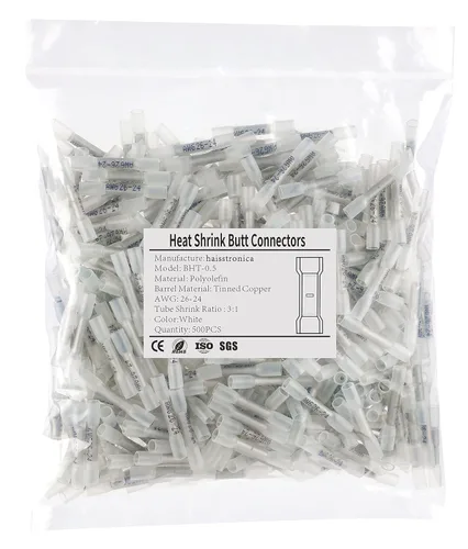 Miniatura 9 de 500 piezas de conectores de tope termorretráctiles rojos AWG22-16, conectores de cable termorretráctiles de grado marino haisstronica, cobre rojo