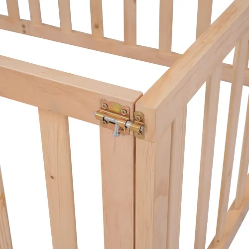 Miniatura 9 de MERITLINE Base de cama de tamaño individual para niños, cama de madera para niños con valla, cama Montessori con puerta, para niños mayores de 6