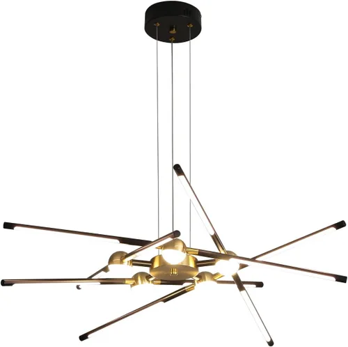Miniatura 8 de Candelabro negro moderno, Candelabro Sputnik de 10 luces regulable enchufable, lámpara colgante de techo con instalación empotrada, lámpara colgante