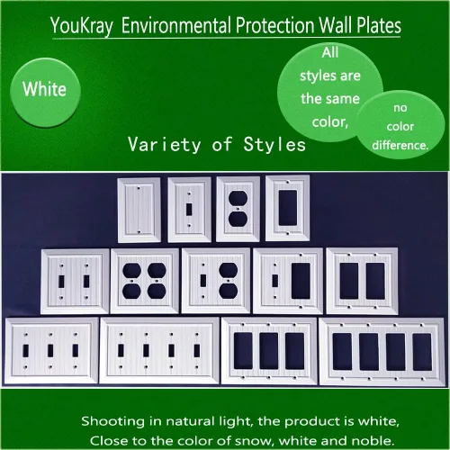 Miniatura 3 de Placas de pared clásicas de panel blanco puro, cubiertas de interruptor de luz, cubiertas de enchufes eléctricos, placas de interruptor de varias