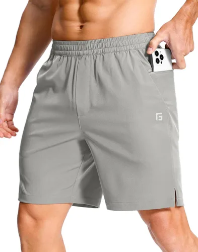 Miniatura 26 de GGJ Pantalones cortos deportivos ligeros para hombre con 2 bolsillos con cremallera de 7/5/9 pulgadas, pantalones cortos de tenis de secado rápido