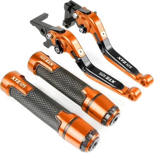 Miniatura 15 de Para Yamaha XTZ125 XTZ 125 2014 2015 Motocicleta Racing Accesorios CNC freno embrague palancas manillar agarre mango mano Grips Cap (Color : 1)