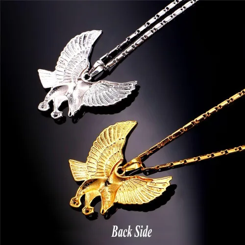 Miniatura 5 de U7 Collares punk camaleónáguiladragónhalcónlobo para hombres y mujeres, colgante de animal de acero inoxidable negro retro, regalo de joyería