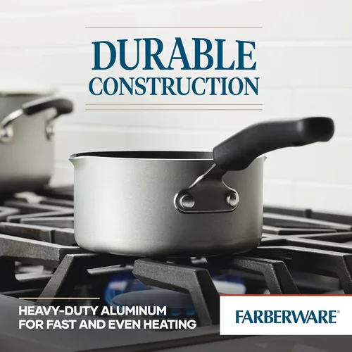 Miniatura 5 de Farberware Cookstart DiamondMax - Cacerola coladora antiadherente, apta para lavavajillas, 1 cuarto de galón, color plateado