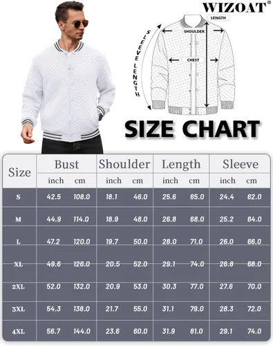 Miniatura 6 de Wizoat Chaqueta universitaria para hombre, chaqueta ligera casual con diseño de gofre, chaquetas bomber