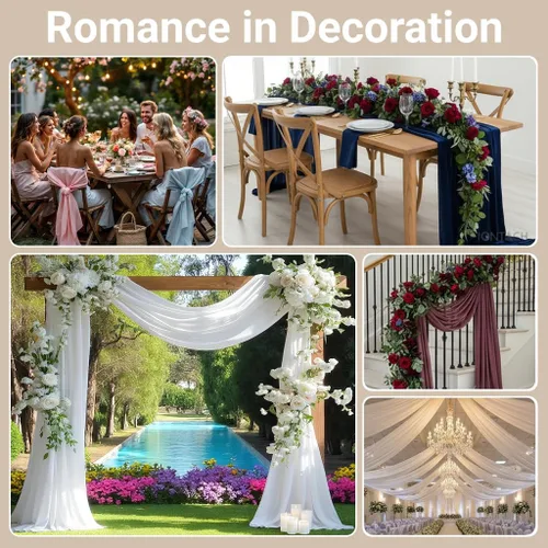 Miniatura 6 de MDS® Paquete de 1 tela de gasa para patio, tela ligera transparente de 44 pulgadas de ancho para costura, ropa, vestidos, arco de boda, decoración