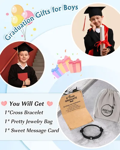 Miniatura 6 de UNGENT THEM Pulsera de cuerda trenzada con cruz para hombres y niños, Navidad, San Valentín, graduación, Pascua, regalos de bautismo cristiano