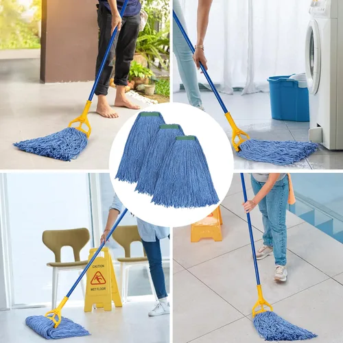 Miniatura 5 de Matthew Cleaning - Paquete de 3 trapeadores de algodón de 16 onzas, cuerda abierta de algodón, recambios de cuerda resistente, mezcla universal