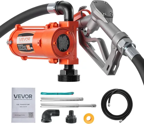 VEVOR Bomba de transferencia de combustible, 12 V CC 15 GPM, kit de bomba de transferencia diésel de hierro fundido, con boquilla manual, manguera