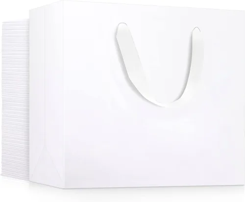 Miniatura 29 de EUSOAR Bolsas de papel de estraza para regalo, paquete de 12 bolsas de papel kraft de 10.6 x 3.1 x 8.3 pulgadas con asas, bolsas resistentes