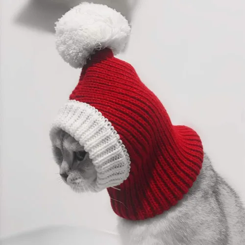 Miniatura 8 de POPETPOP Sombrero de Navidad para perro, cálido gorro de invierno para cachorros, grueso, pequeño, de punto, para gato, Navidad, diadema, ropa