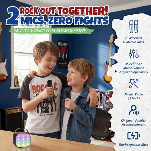 Miniatura 6 de YLL Mini máquina de karaoke para niños y adultos, regalos de cumpleaños para niños de 3, 4, 5, 6, 7, 8, 9 años o más, altavoz Bluetooth portátil