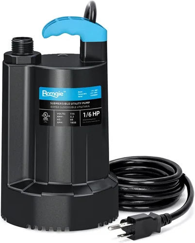 Bomba de Agua Sumergible 1/6 HP, 1850GPH Bomba de Sumidero Termoplástica Bomba de Agua Portátil Eléctrica de Utilidad para Eliminación de Agua para