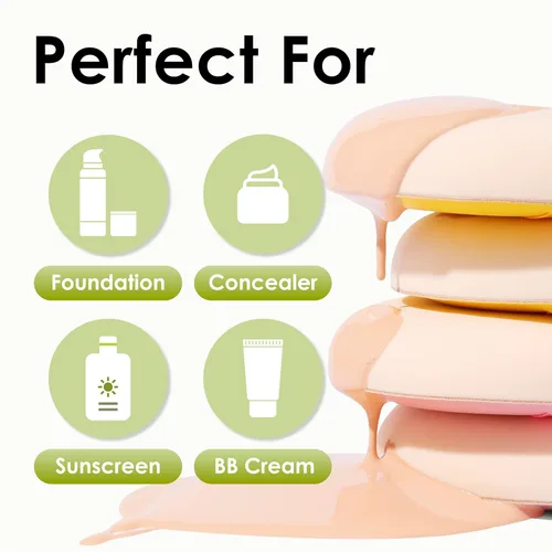 Miniatura 3 de 4 Paquetes de Esponjas de Maquillaje para Base, Corrector y Polvo, Esponja Mezcladora Libre de Látex para Maquillaje Natural y Fácil, Suave