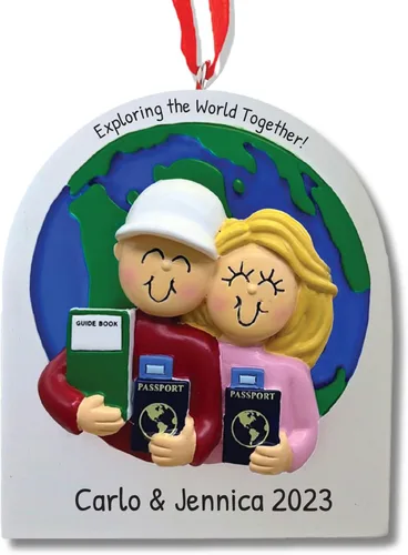 Miniatura 11 de Adornos personalizados para parejas de vacaciones 2024 – Adorno de viaje para pareja, adornos de avión, adorno de nuestra primera Navidad juntos