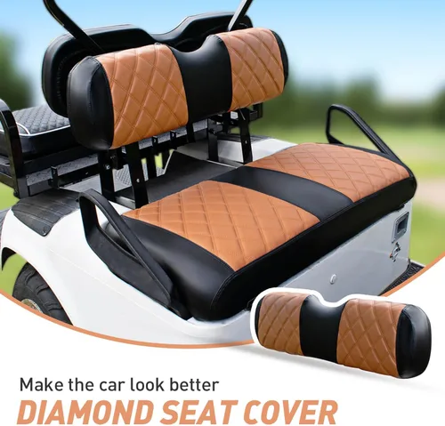 Miniatura 3 de NOKINS Kit de Fundas de Asiento de Diamante para Carrito de Golf, Compatible con EZGO TXT 1994-2013/EZGO RXV Almohada de Asiento Delantero Estándar