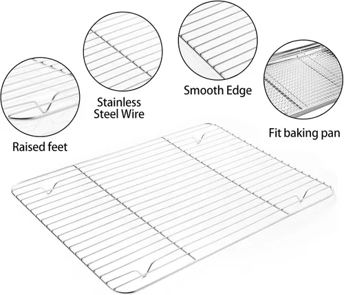 Miniatura 4 de Bandeja de Acero Inoxidable para Hornear con Rejilla de Enfriamiento y Tapete de Silicona para Hornear, Bandeja para Galletas con Rejilla