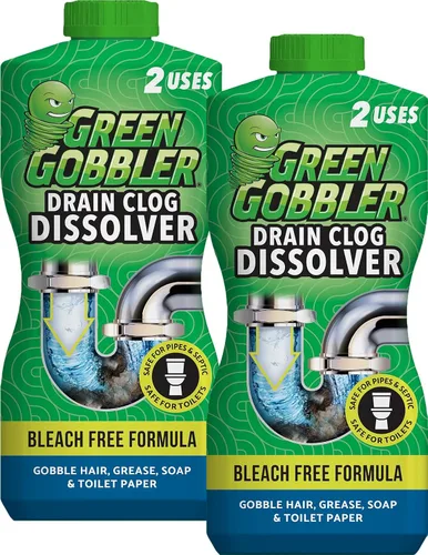 Green Gobbler Disolvedor de obstrucciones de drenaje | Potente abridor de drenaje líquido y removedor de obstrucciones de inodoro | Seguro para