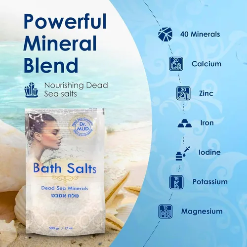 Miniatura 5 de Sal natural del mar muerto remojo de baño 100% rico en minerales, más minerales que la sal de Epsom, relajación profunda, desintoxicación, exfolia