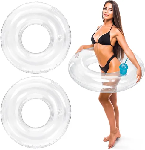 Miniatura 8 de Junkin Flotador inflable de 47.3 x 39.4 pulgadas para piscina con forma de corazón blanco para despedida de soltera, flotador inflable para novia