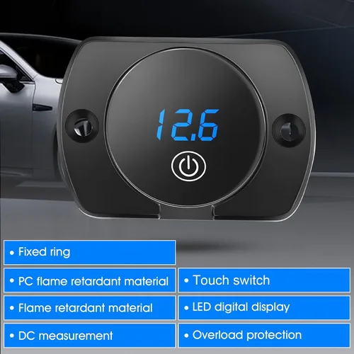 Miniatura 4 de 2 voltímetros de pantalla LED de 5 a 48 V CC para automóvil, medidor de voltaje digital impermeable con interruptor táctil para barco, vehículo