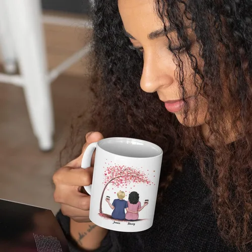 Miniatura 3 de Gossby - Taza de café personalizada para mujer, 2 unidades, con nombres personalizados Taza personalizada para dos mujeres, taza de café