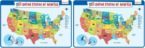 Miniatura 10 de merka Manteles individuales de silicona para niños, manteles individuales reutilizables de mapa geográfico de Estados Unidos y las capitales