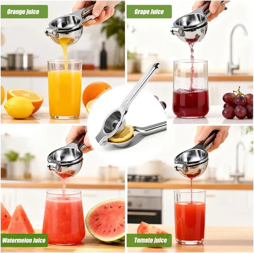 Miniatura 4 de Exprimidor de limón de acero inoxidable – Exprimidor manual de cítricos, prensa de mano de limón de metal, exprimidor de cítricos de frutas para 1
