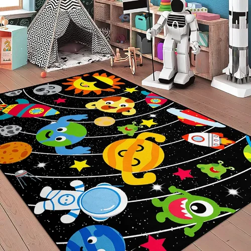 Miniatura 11 de Alfombras espaciales para dormitorio, alfombra Galaxy para habitación de niños, alfombras para sala de juegos, alfombra del sistema solar, 2 x 3 pies