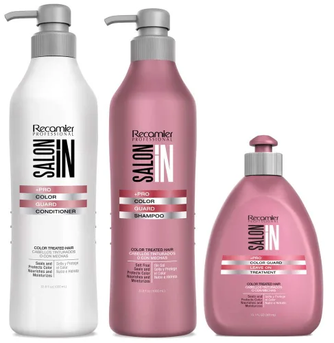 Salon In by Recamier - Juego de champú y acondicionador Color Guard + tratamiento sin enjuague para cabello teñido | Ayuda a preservar la vitalidad