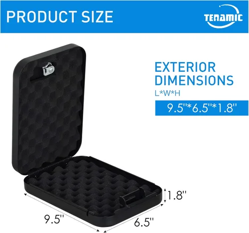 Miniatura 2 de Tenamic Caja fuerte para pistola, caja de seguridad portátil para pistola de viaje, caja de bloqueo de pistola de acero sólido para el hogar, cajas