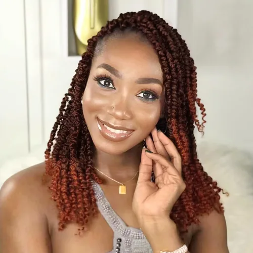 Miniatura 43 de Pelo de ganchillo Passion Twist de 10 pulgadas, 8 paquetes, cabello Passion Twist pre-trenzado, cabello de ganchillo Passion Twist para mujeres 1b