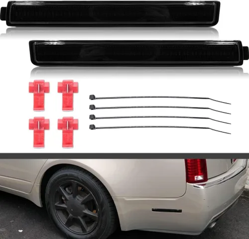 Miniatura 3 de Lente ahumada cubierta de señal de giro luz reflector para Cadillac 2008-2013 CTS 4 puertas Sedan Full LED parachoques trasero Fasica marcador