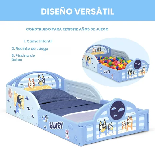 Miniatura 5 de Delta Children - Juego Bluey de 4 piezas para habitación en una caja para niños pequeños – Incluye cama para dormir y jugar, mesa, 1 silla y caja