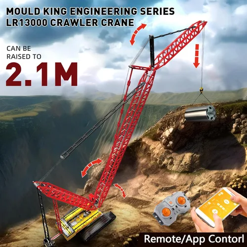 Miniatura 2 de Mould King Kits de Bloques de Construcción de Grúa de Arrastre LR13000, Vehículos de Construcción Técnica Modelos de Grúas con Motor/Control Remoto
