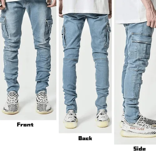 Miniatura 2 de Pantete Pantalones de mezclilla ajustados para hombre 7 bolsillos elásticos ajustados estilo lápiz Nova Fashion
