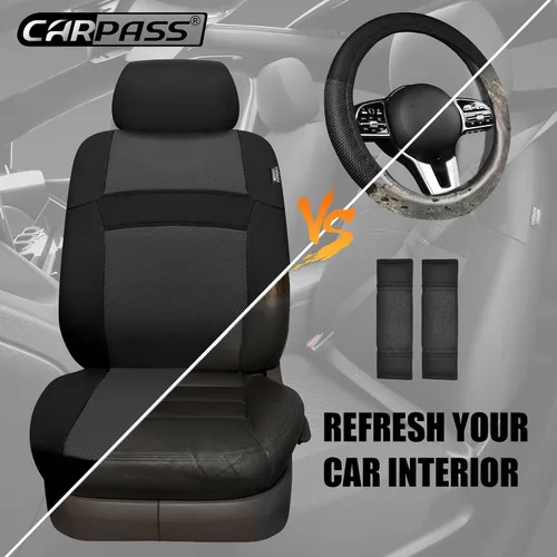 Miniatura 6 de CAR PASS - Fundas de asiento universales de 13 piezas de malla de aire 3D - 100% transpirables, juegos completos, cubierta de volante y cinturón