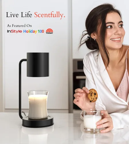 Miniatura 2 de Cozyberry® Querencia™ - Lámpara calentadora de velas, temporizador de 1, 2, 4 horas, 2 bombillas incluidas, compatible con todas las velas, lámpara