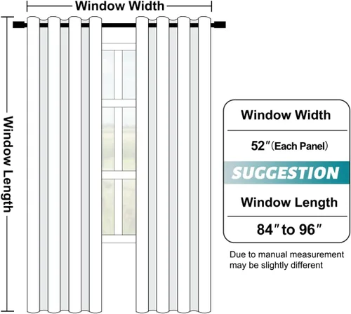 Miniatura 6 de SimpleHome Cortinas de Lino Blanco Crema 100% Opacas de 84 Pulgadas de Largo, Juego de 2 Paneles, Lino Sintético Texturizado para Sala de Estar
