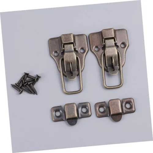 Miniatura 6 de 2pcs caja de madera antigua cerradura gancho cerraduras aleación pestillo