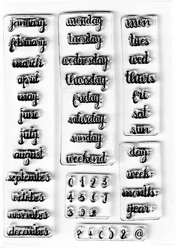 Miniatura 3 de Calendario de etiquetas de clima, patrón transparente, sellos de silicona para saludos, palabras de saludo de diario, sellos transparentes