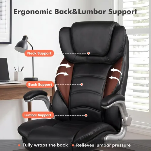 Miniatura 7 de GYI Silla de Oficina Grande y Alta de 400lb con Asiento Ancho, Silla Ejecutiva de Escritorio de Cuero Ergonómica con Respaldo Alto y Brazos
