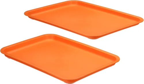 Miniatura 10 de PATIKIL Bandeja de comida rápida de 12 x 9, paquete de 2 bandejas rectangulares reutilizables de plástico multiusos para cafetería, restaurante, Azul