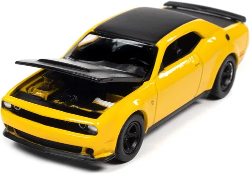 Miniatura 3 de 2018 Dodge Challenger SRT Demon Yellow Jacket & Black Limited Edition a 14408 piezas en todo el mundo 164 modelo fundido a presión por Autoworld