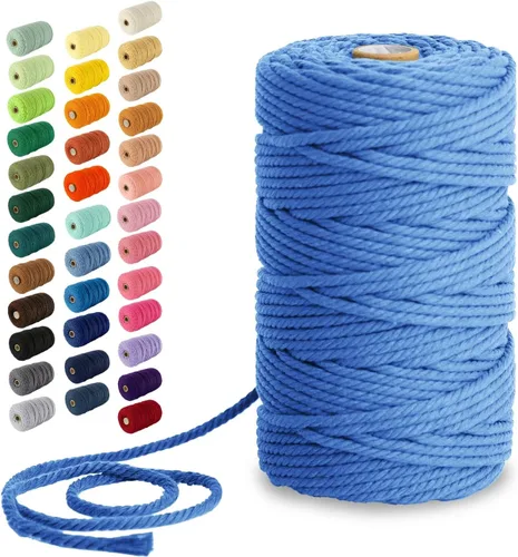 Miniatura 42 de Nook Theory - Cuerda de macramé de 3 mm, 220 yardas de cuerda de algodón, hilo de 4 mm y 5 mm, cuerda para manualidades, perfecta para colgantes
