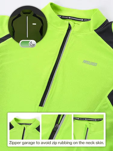 Miniatura 2 de ARSUXEO Camisetas de ciclismo de media cremallera para hombre Camisas de ciclismo de montaña de manga larga 6031