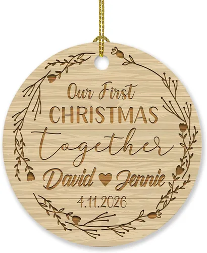 Miniatura 15 de Adorno de decoración de pareja juntos Navidad 2025, Adorno personalizado de nuestra primera Navidad juntos, regalo para citas, aniversario, pareja