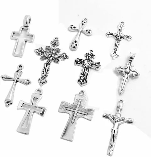 Miniatura 3 de Mixed Crosses Charms Pendants Jewelry Findings for Making Bracelet and Necklace Plata