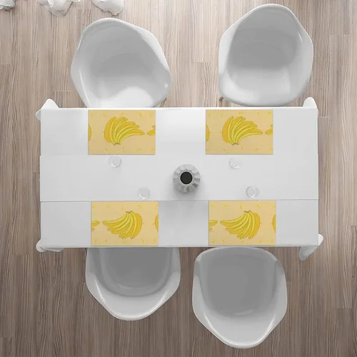 Miniatura 7 de Rectangular Placemats Set of 4, Heat Resistant Cartoon Banana Printed Kitchen Dining Table Mats