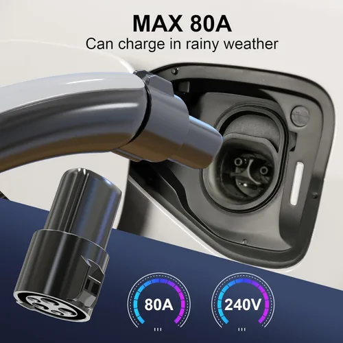 Miniatura 4 de 2025 Adaptador J1772 a Tesla Actualizado, Máx 80A 240V, Compatible con Modelo 3/S/X/Y, Soporta Carga AC Nivel 1 y 2, Funciona con Conectores J1772